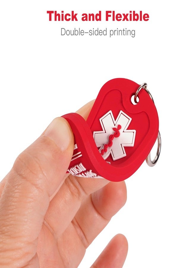 MEDMAX بطاقة داخلية للمستلزمات الطبية من MEDMAX (عبوة من قطعتين)، تعامل بحذر مع الحقائب أو الأمتعة التي تحتوي على أجهزة طبية، سهلة الرؤية، بطاقات تنبيه طبية مزدوجة الجوانب لسحاب الحقيبة (أحمر) - Image 3